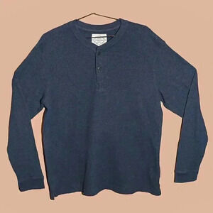 St. Johns Bay Navy Blue Long Sleeve Ribbed Top - Size XL Fall Casual Mens Shirts